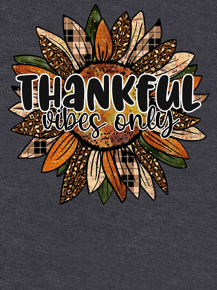 Thankful Vibes Only T-Shirt, Thankful Sunflower Shirt, Autumn Shirt, Fall Shirt, Sunflower Sublimation Shirt, Leopard Shirt, Sublimation Design Shirt, Plaid pattern by UniqueStylistic