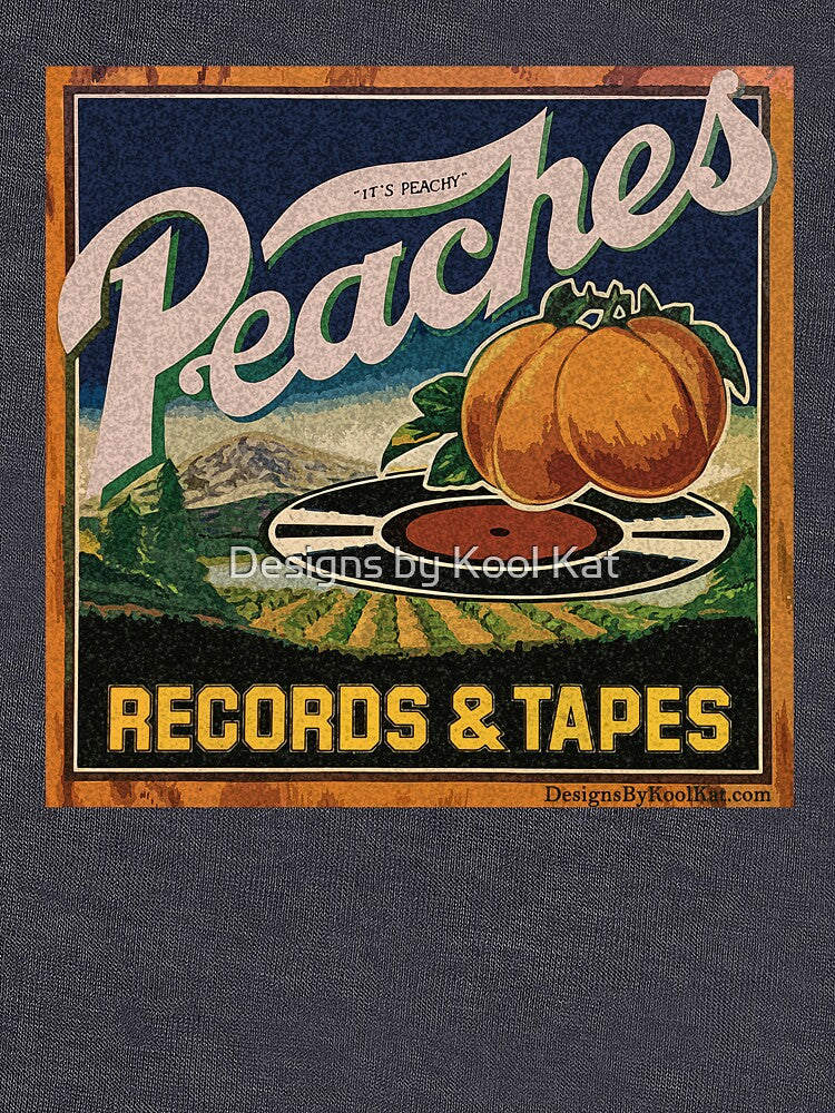Peaches Records & Tapes Record Store Vintage Crate Label by Designs by Kool Kat