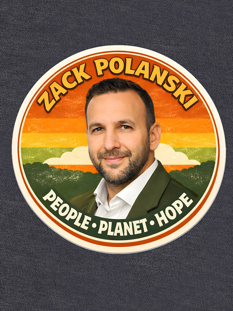 Zack Polanski Retro 70s Green Activism Sticker | Vintage Political Illustration by NOVAWEARIT