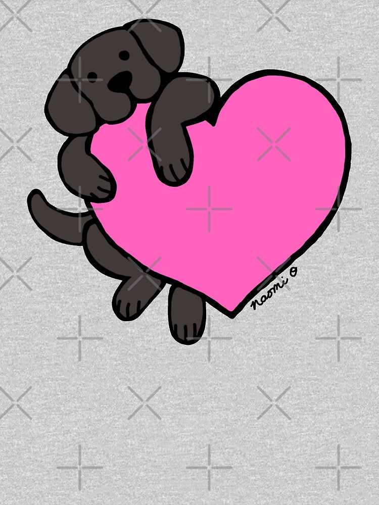 Black Labrador and Pink Heart by HappyLabradors