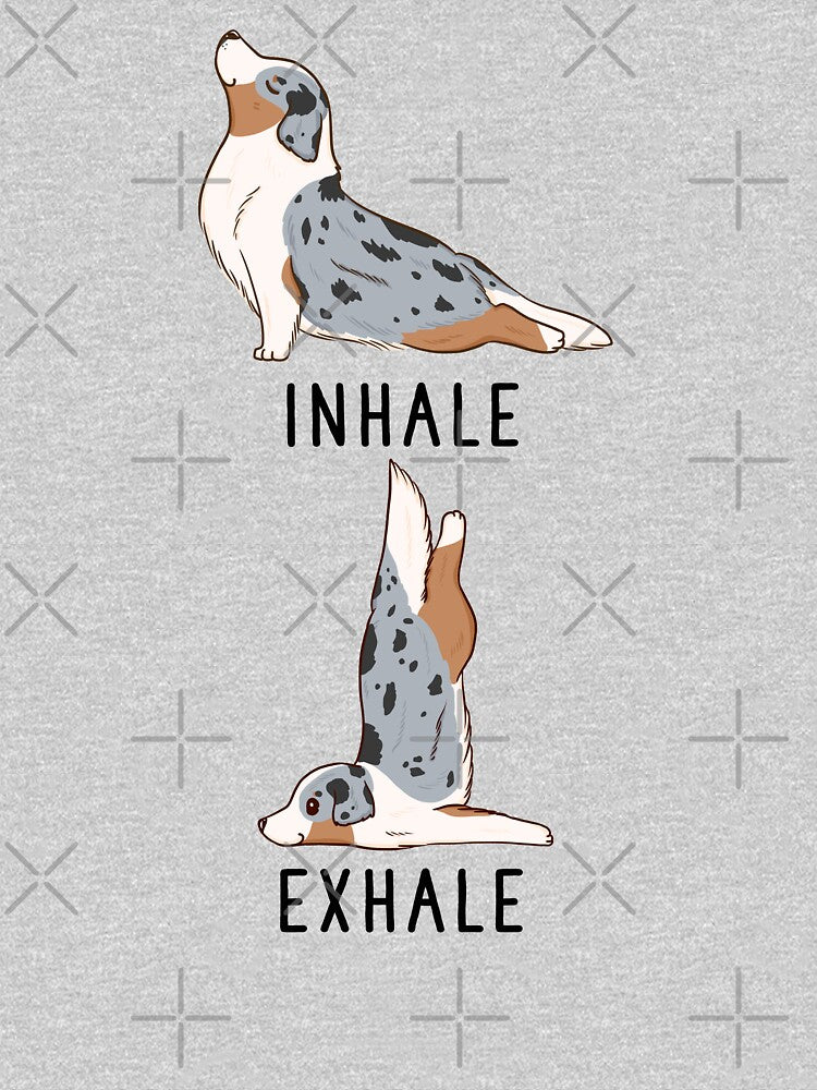 Inhale Exhale Australian Shepherd Yoga by thepawster