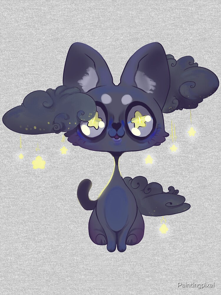 Space Kawaii Black cat by Paintingpixel