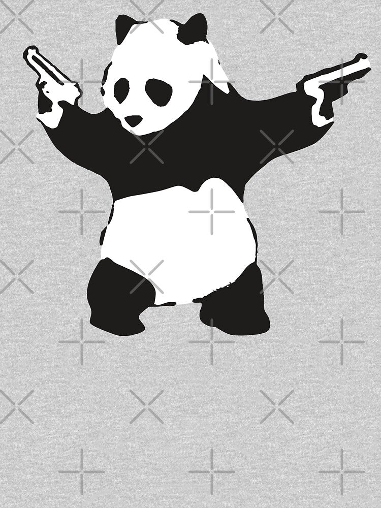 Panda holding guns 2014 - Banksy Graffiti by portokalis