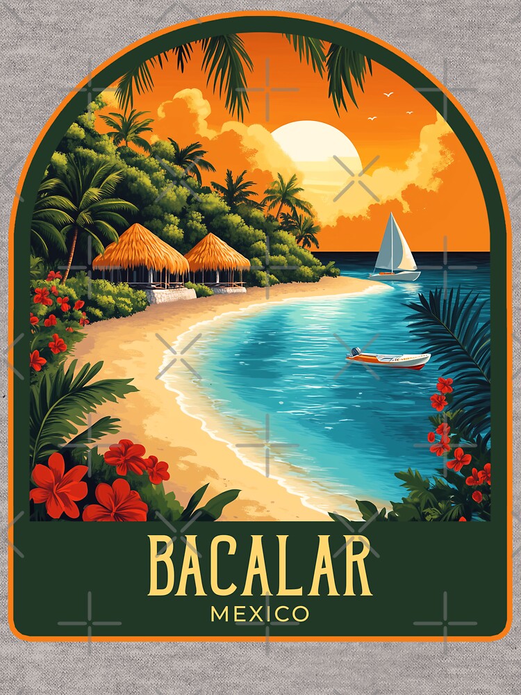 Bacalar Vintage Travel Illustration by HomeLivingCo