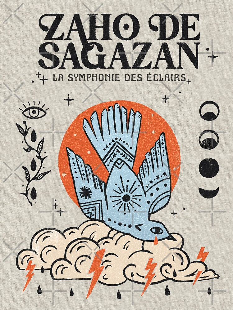 La Symphonie des Éclairs – Mystical Bird & Sun Folk Art Inspired by Zaho de Sagazan by Miaou Studio