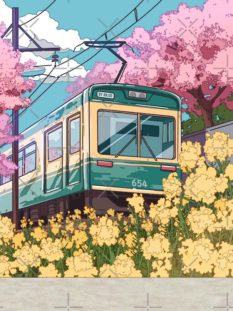 The Japanese train and the spring traveling by AnGoArt