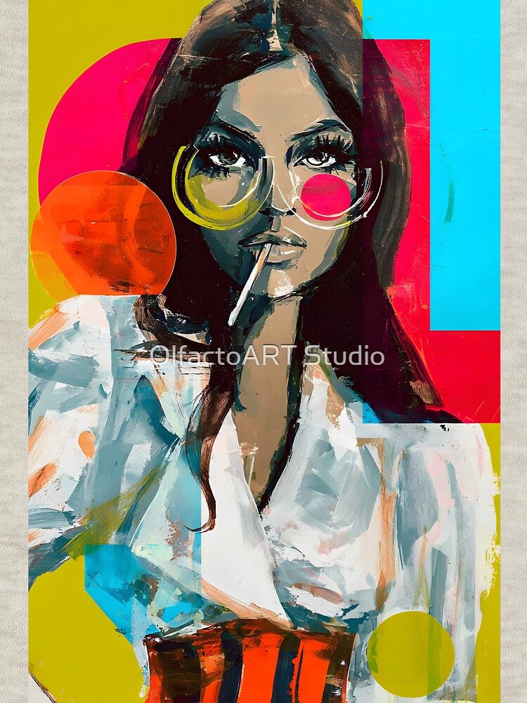 Embrace Bold Pop Art Style with a Fashionable Woman in Oversized Round Glasses by OlfactoART Studio
