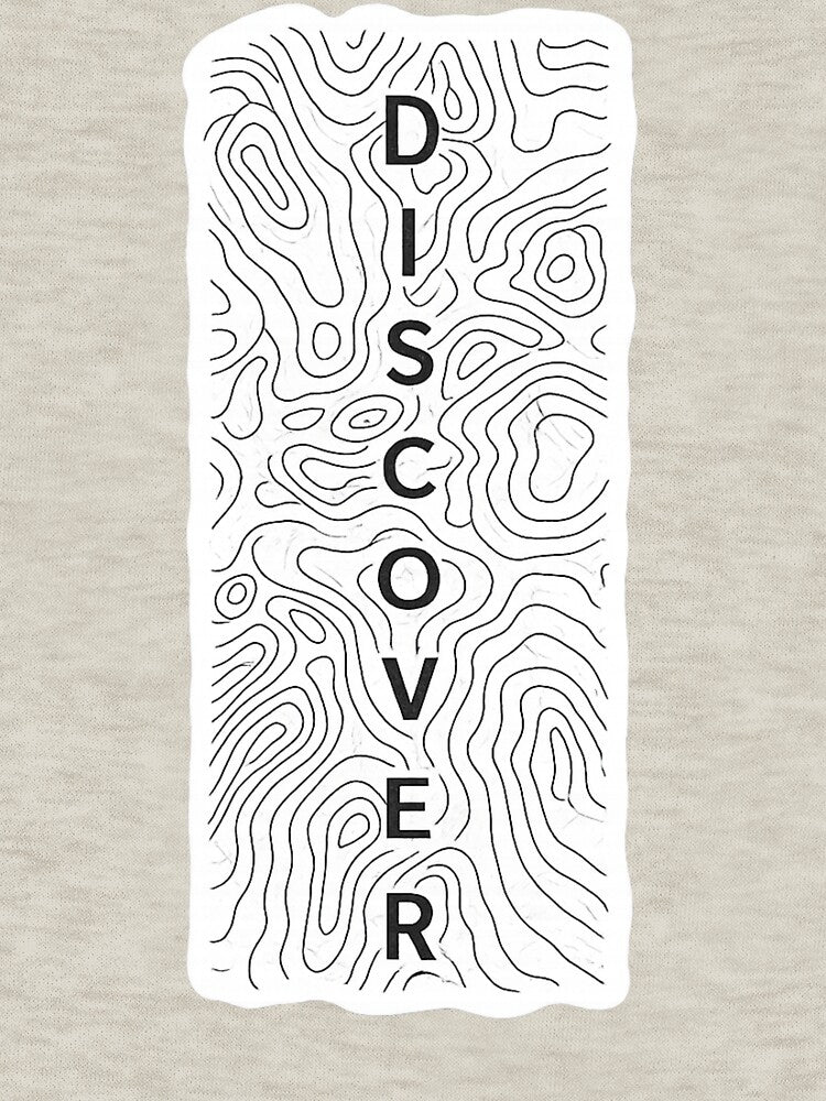 Minimalist Discover Typography Sticker | Vertical Streetwear Design | Topographic Line Art Aesthetic by IconicDesignsXd
