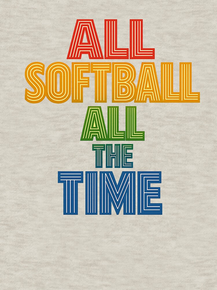 All Softball All The Time  Retro Softball Quote Graphic Softball Player Vintage Softball Typography Clipart by Azulinyo