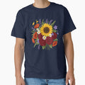 sunflower retro rose design classic tshirt by anandsiva2703