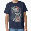 Mystical fungi // midnight blue background sage and forest green orange wild mushrooms by SelmaCardoso