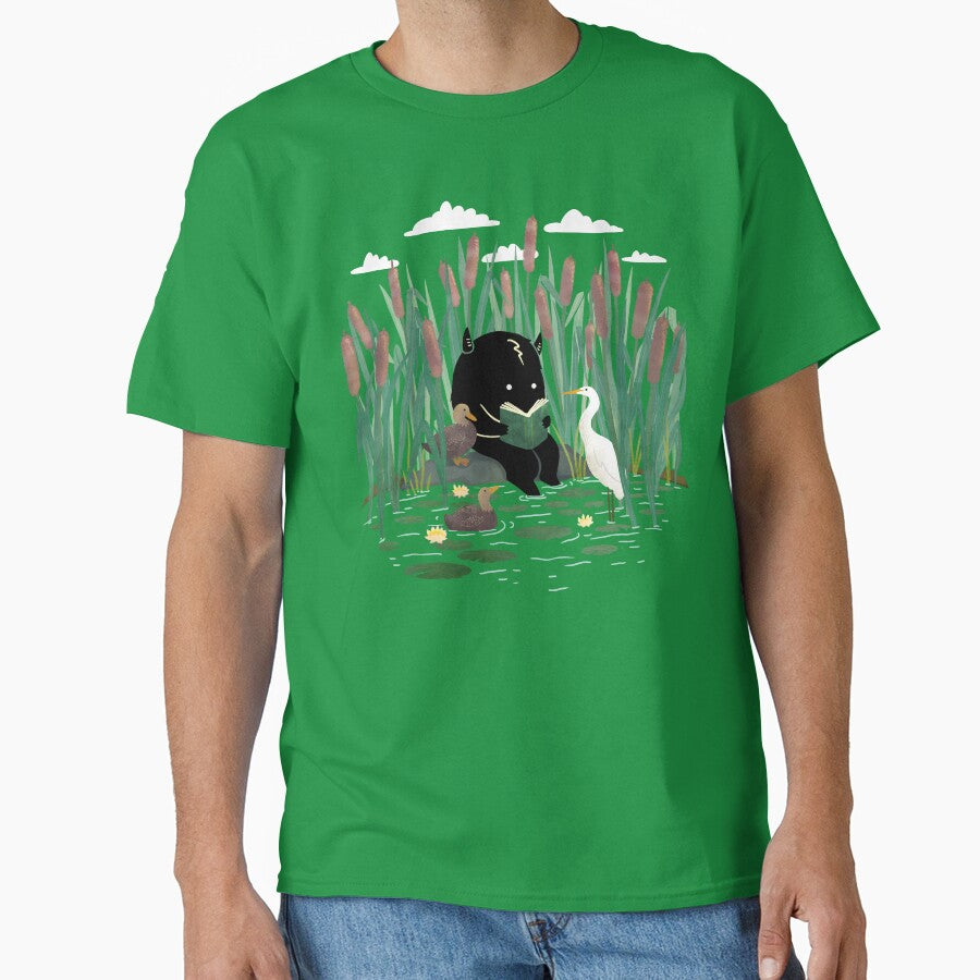 A Quiet Lake Spot – Book Lover Monster by littleclyde