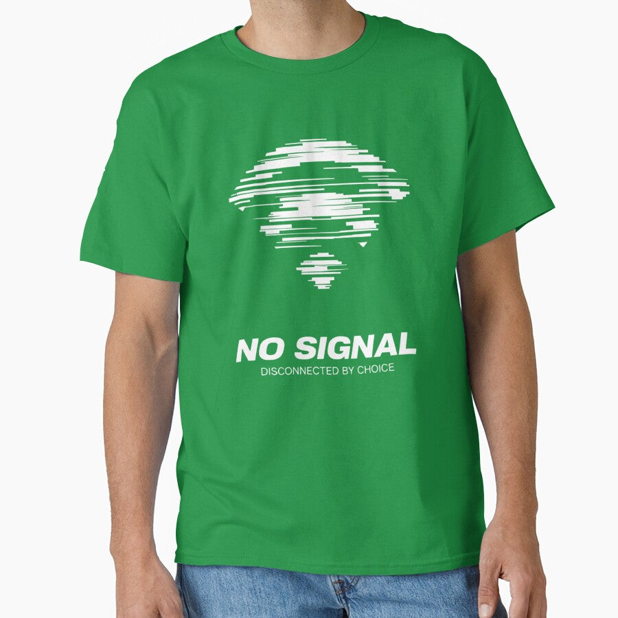 NO SIGNAL – Disconnected By Choice | Minimalist Streetwear Glitch Aesthetic T-Shirt by Maximilianos