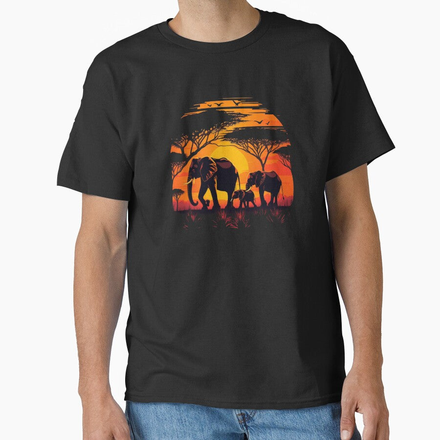 Elephants Marching at African Sunset by pasdem
