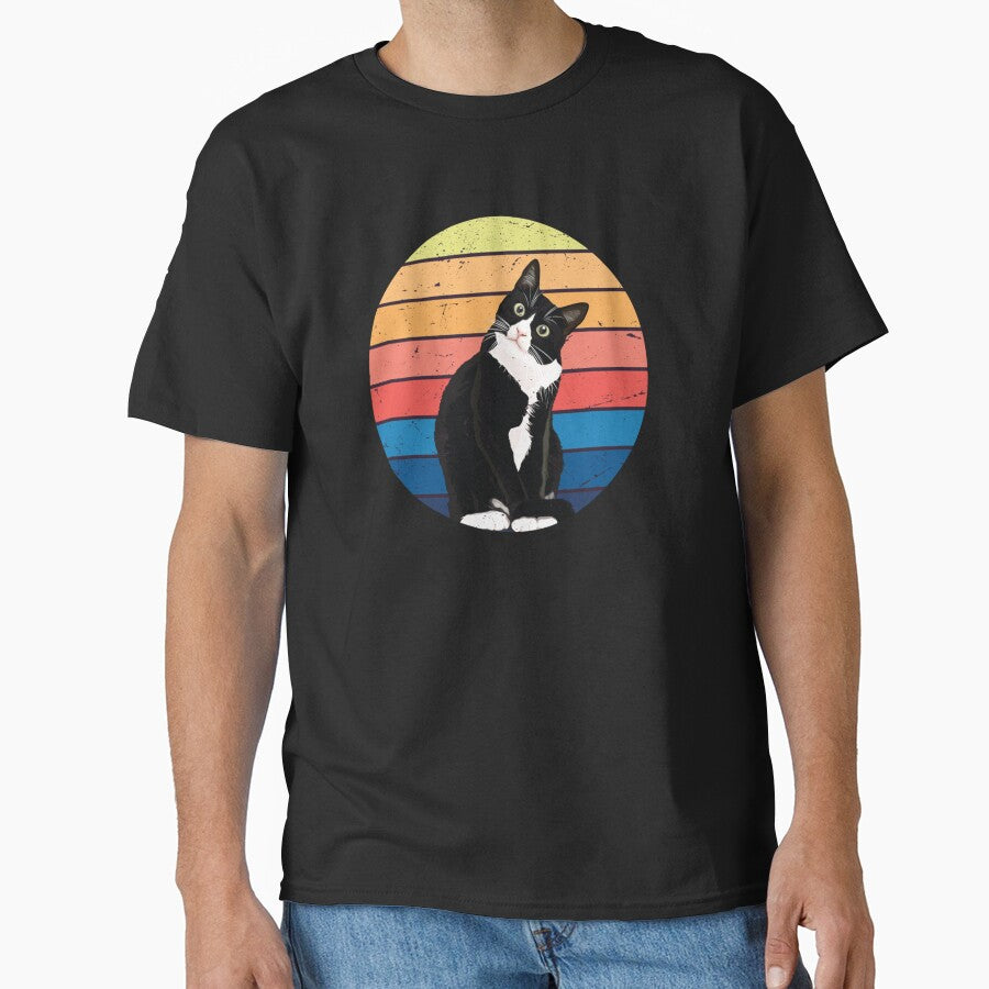 TUXEDO CAT GIFT RETRO COLORS FOR ANIMAL LOVERS by sobriowslen