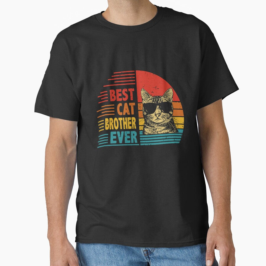 Vintage Retro Best Cat Brother Ever Funny Cat Lover Father's Day Gift by EdwinaEmmanoiCo