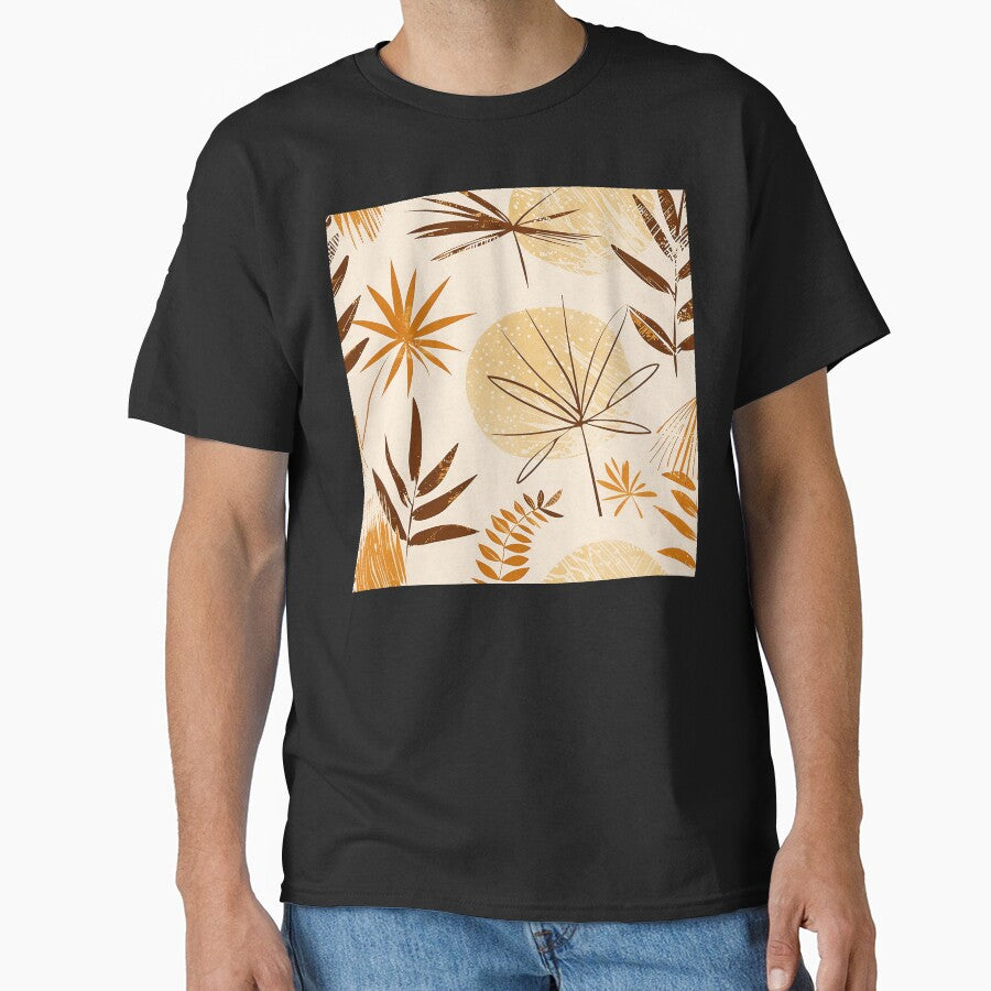 Boho Earthtones, Taupe, And Orange Leaves Abstract Designs by DEC02