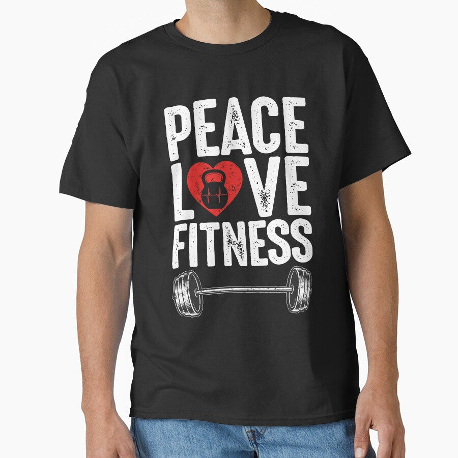 Peace Love Fitness Workout Motivation Shirt by Jobada Creative