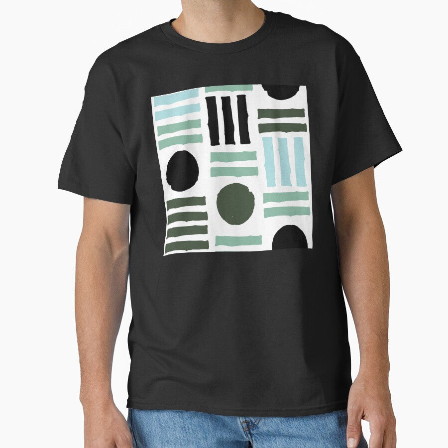 Mid-Century Modern Geometric in Black and Mint Green by DEC02