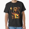 Pitbull Howling at the Moon Vintage 90s Forest Retro Dog Lover by kiralynstration