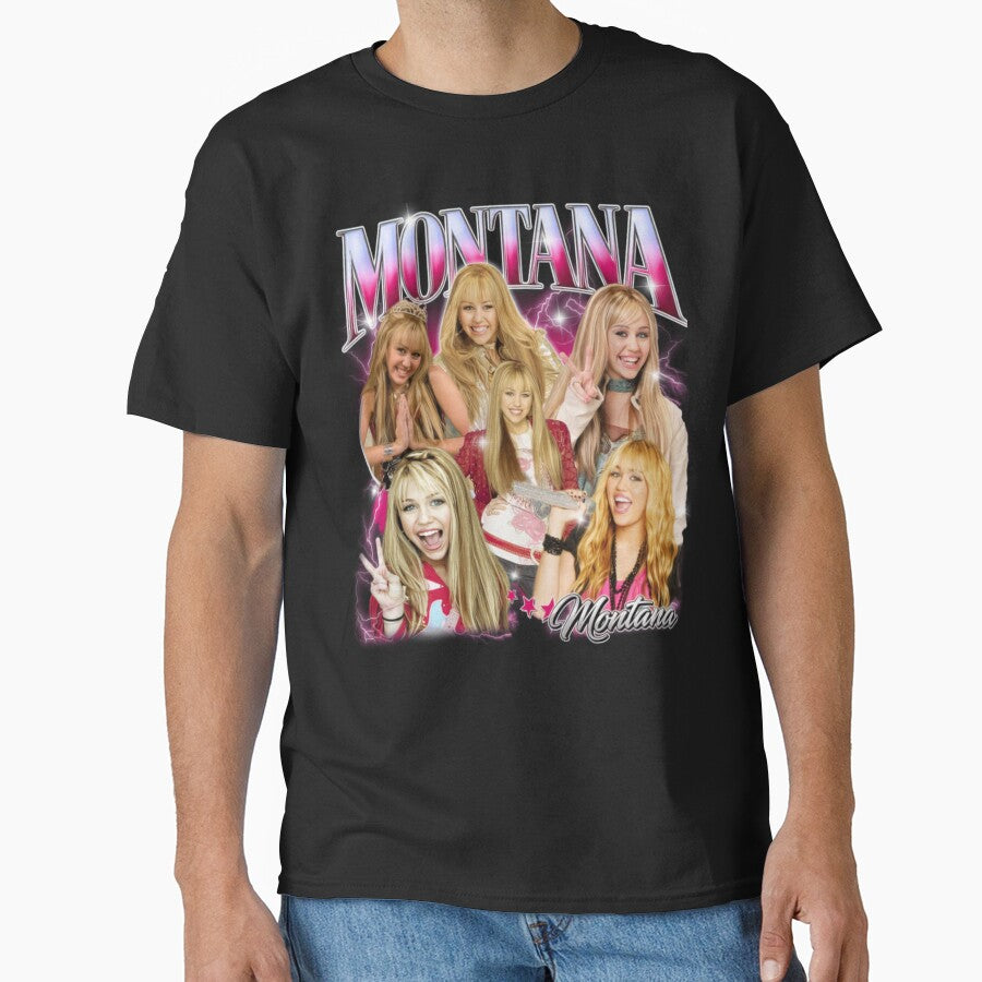 Hannah Montana Vintage Bootleg Collage Y2K Pop Star Aesthetic Classic T-Shirt by LightMorningSS