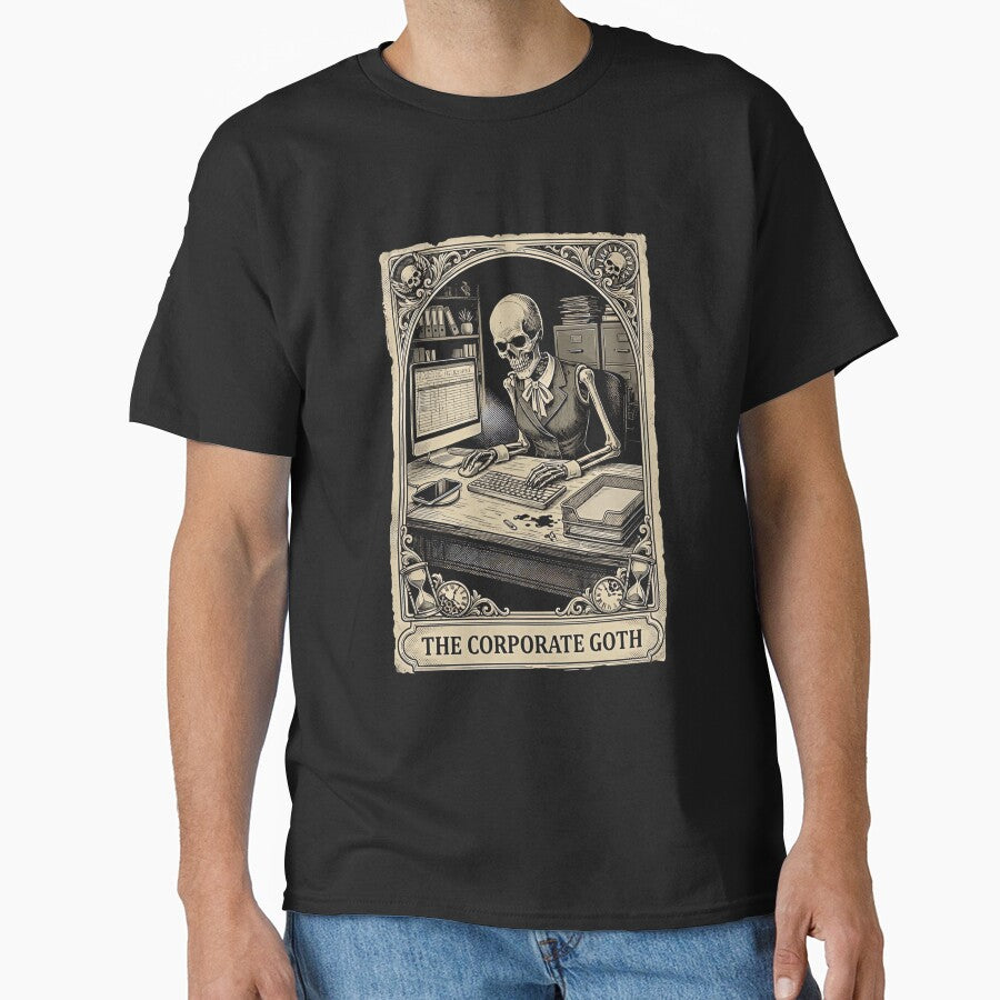Corporate Goth Tarot Card Skeleton Funny Office Worker by ElaineZPink