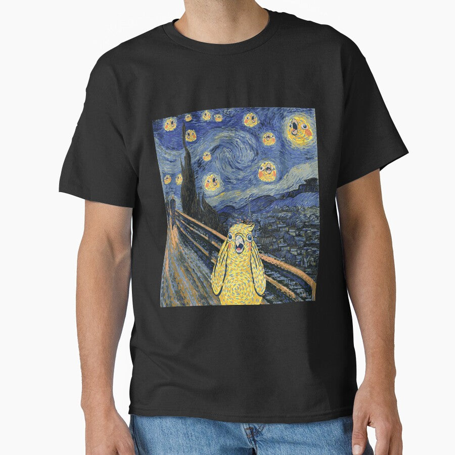 Cockatiel Starry Night - Van Gogh and Munch Birbs Parody by Birb-Merch