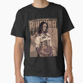 Rihanna  Brown Vintage Poster   Washed 90'S Hip Hop Rap Tour T Shirt Singer Casual Tee Halloween Short Sleeve by poonaja002
