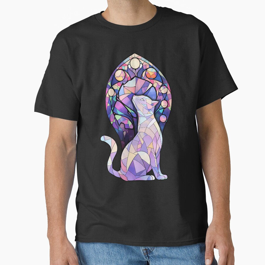 Colorful stained glass white cat- Halloween 2023 by octoboobs