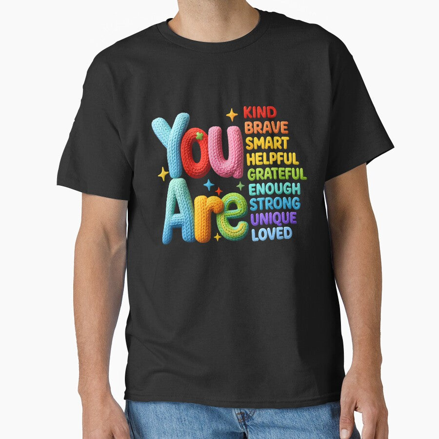 You Are Kind Brave Smart Strong Helpful | Appreciation Gift | Faux Yarn Design | Positive Quote by nauTeetude