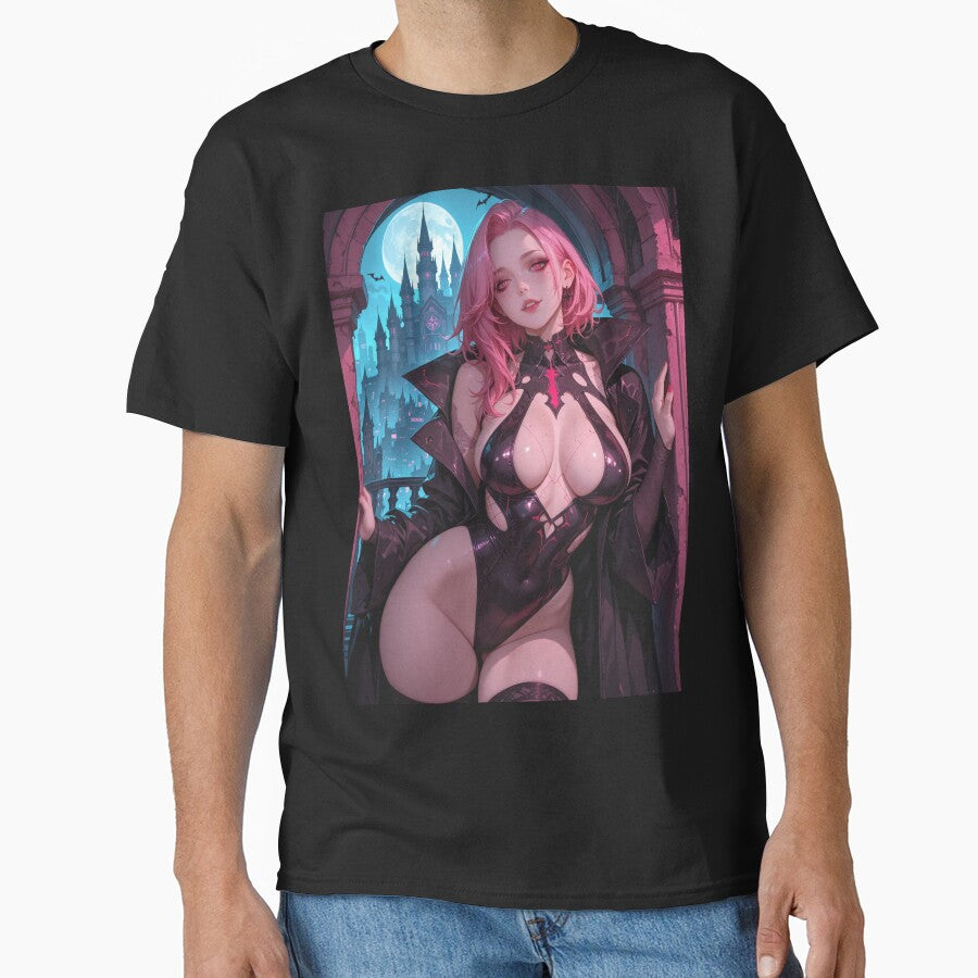 Anime waifu vampire cyberpunk with pink hair by Planet Utoppia