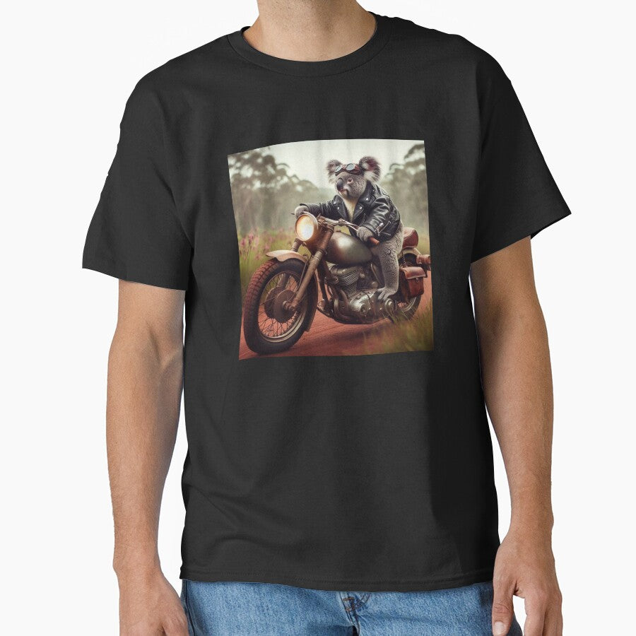 Koala riding an old motorcycle by Dogandesighn