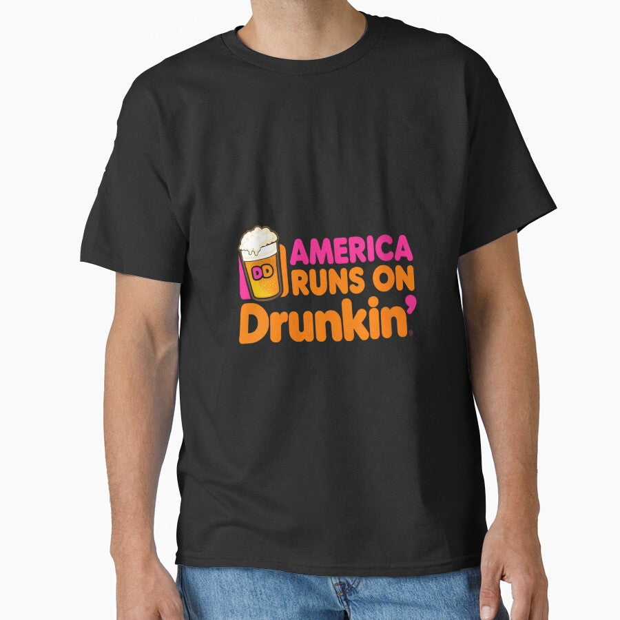 Women's America Runs on Drunkin Funny Sarcastic Joke Graphic Novelty by DorisSPipkin