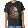Floral Skull Halftone – Dark Gothic Flower Illustration by PSYNOVA