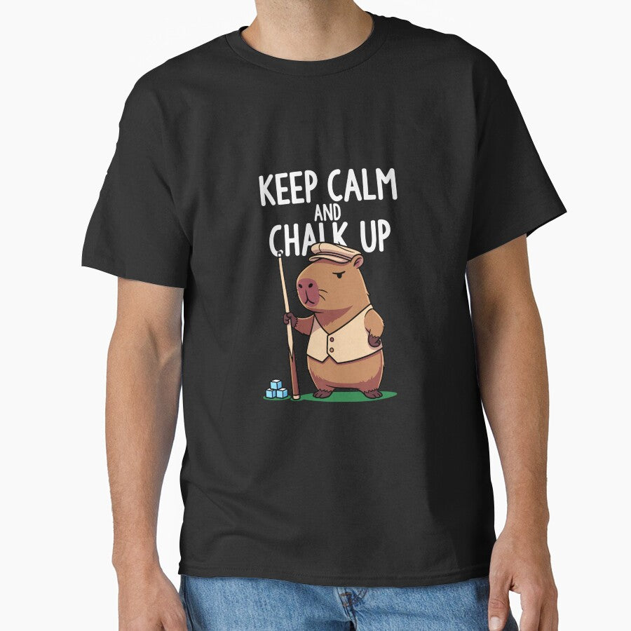 Keep Calm and Chalk Up Cute Capybara Pool Billiards by JoyJRamos