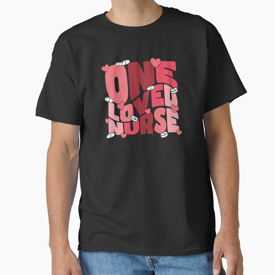 One Loved Nurse: Retro Valentine Typography with Hearts & Pills by Polarisofficial