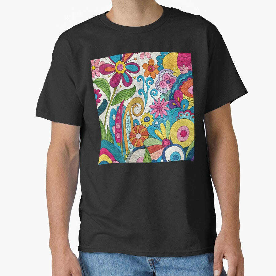 Retro 1960's Colorful Vibrant Floral Hippie Art Designs by DEC02