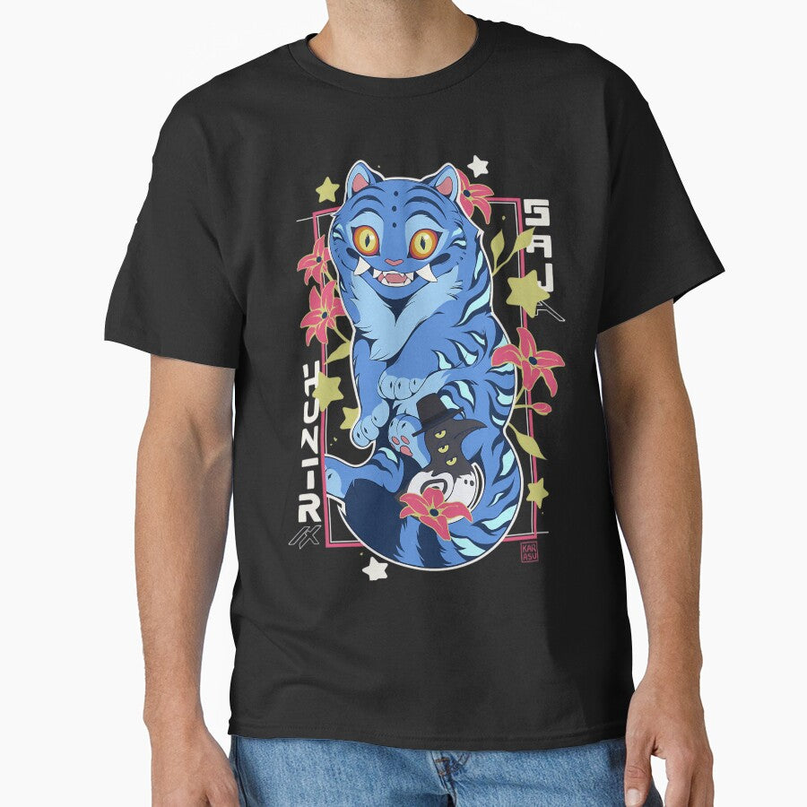 Blue Demon Cat With Hat Fantasy Art Gift For Kpop Fans by spidelroens