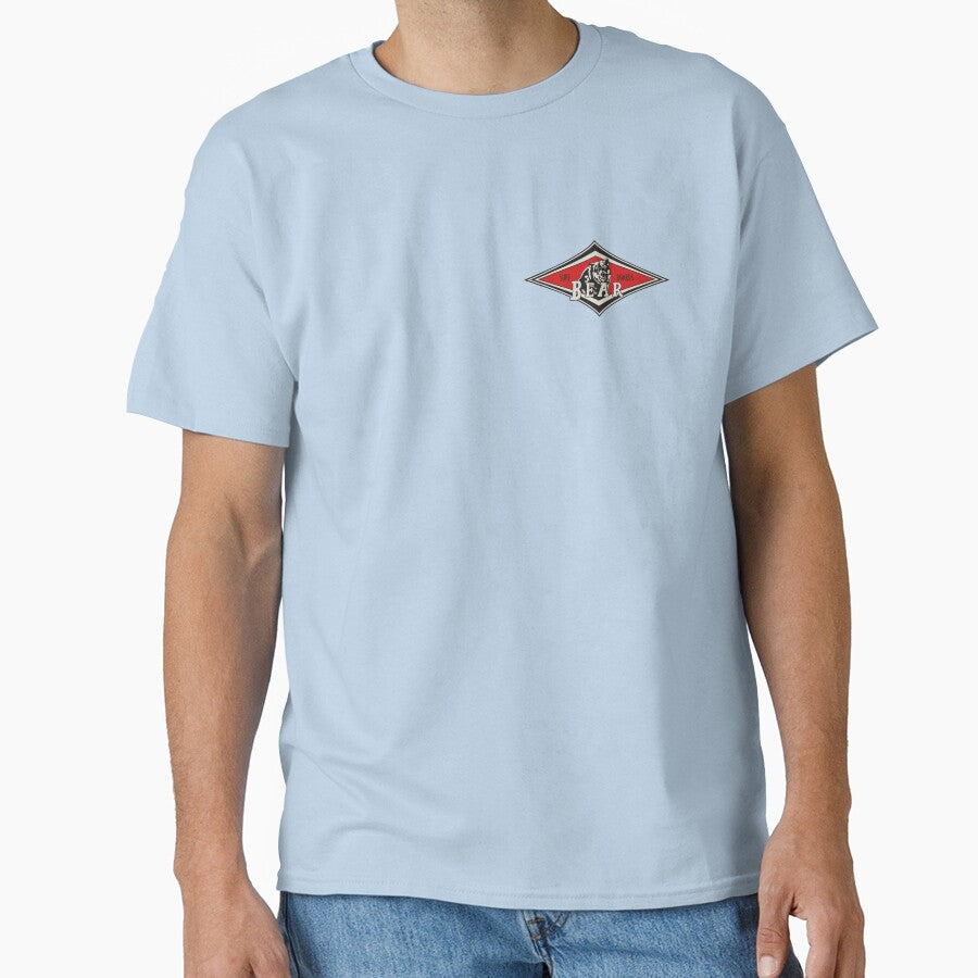 Vintage Surfing Bear Big Wednesday cult Surfboard red surf logo diamond Small chest print version retro T shirt by Kludoman