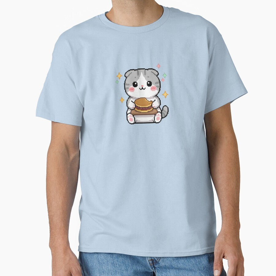 Pixel Cat Eating Dorayaki – 16-Bit Retro Animal Art by ClosetCrown