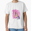 Illustrated Girl With Painted Pink Background by Dark-Glitter