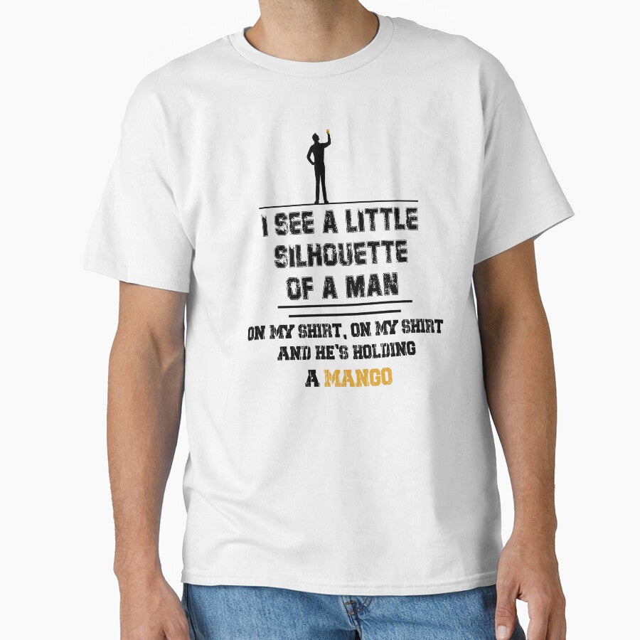 funny mango, I see a small silhouette of a man On my shirt, on my shirt and he's holding a mango by PROgo ⭐⭐⭐⭐⭐ (3,993)