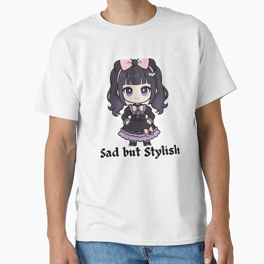 Sad but Stylish Cute Goth Girl Kawaii Dark Aesthetic Sticker by LumereAndCoeur