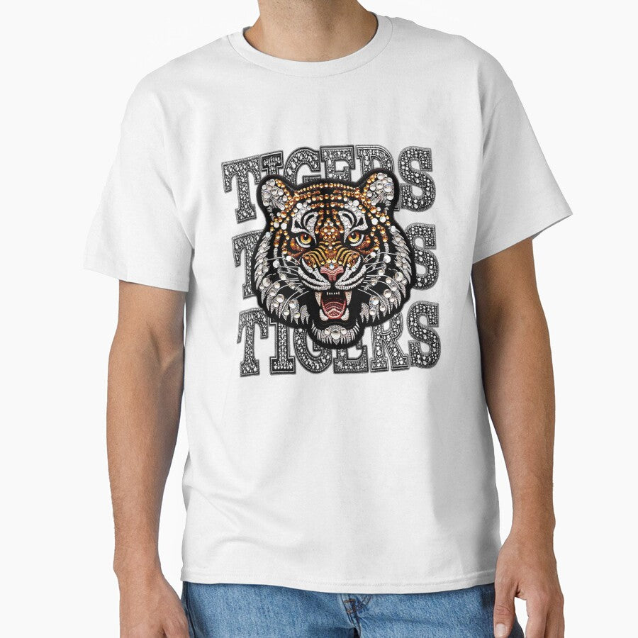 Sparkly Tiger Png, Faux Embroidery Png, Mascot Png, Rhinestone Tiger Png, T-Shirt Design by PrintArtAngie