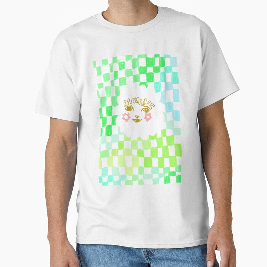 Quirky Face Green Blue Turquoise Happy Smiling by Megan O'Brien