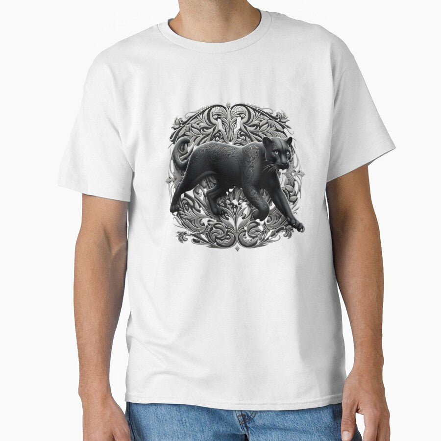 Black Panther Embroidered Silver Floral by Siarverse