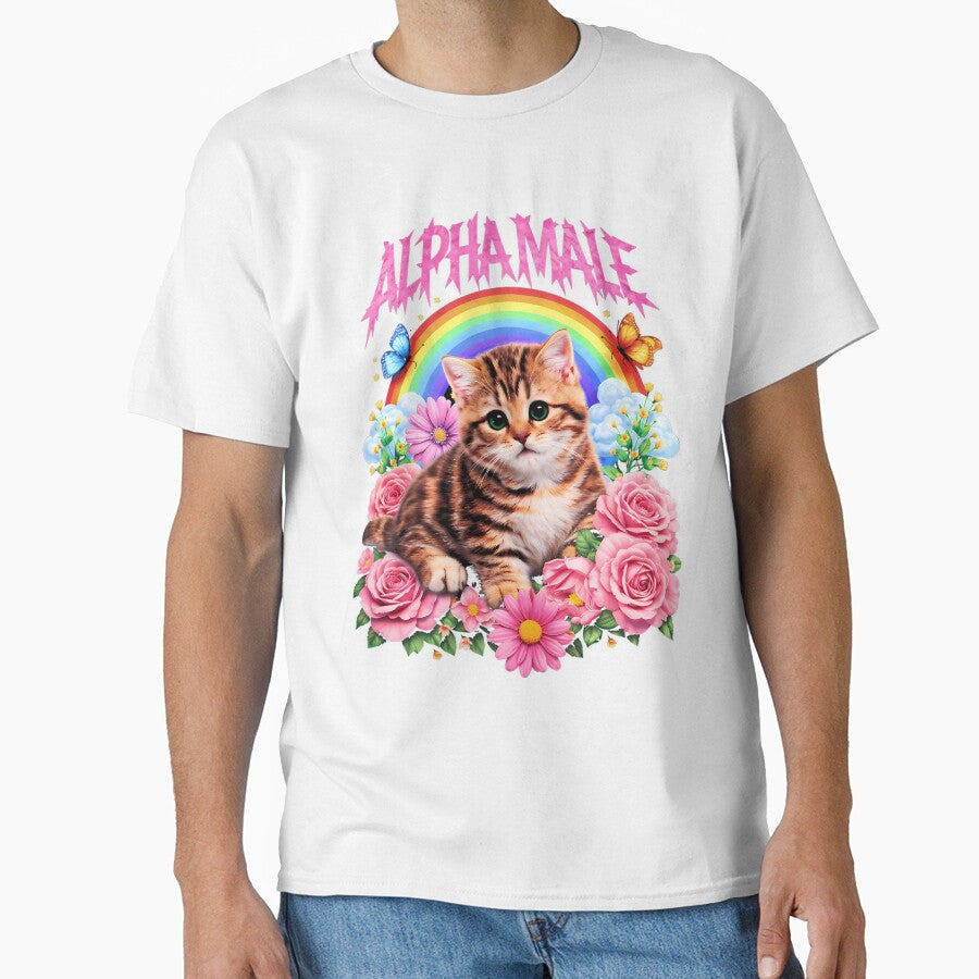 Alpha Male Funny Kitten Rainbow Floral by skshop8