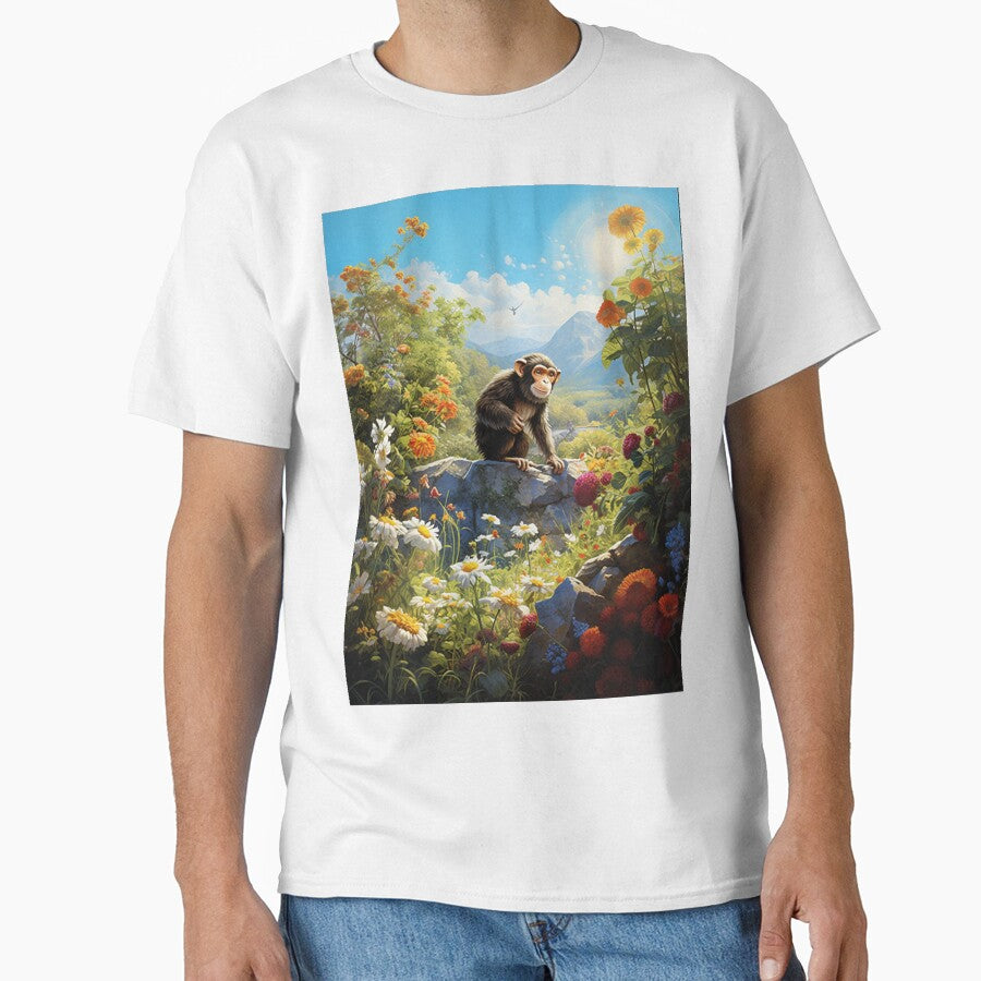 Monkey in a Colourful Garden Poster by WSMonkeyPosters