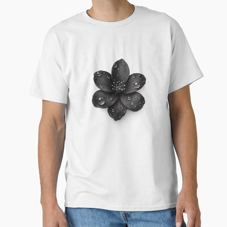 Black Flower With Water Drops Transparent by MKVisions