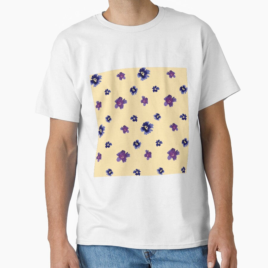 Violet viola flower beige pattern a watercolor by Yana Mustafina | Boho Soulful Designs